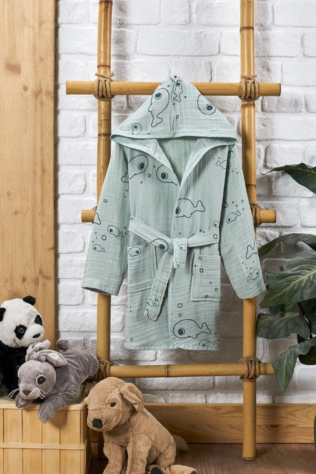 Hooded Girls-Boys Bathrobe Cotton Muslin