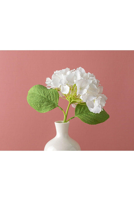 Hortensia Single Branch Artificial Flower 35 Cm White - Swordslife