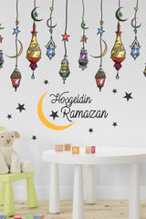 Welcome Ramadan Colorful Lantern Pendant Lamp Glass Wall Decoration Sticker Set - Swordslife