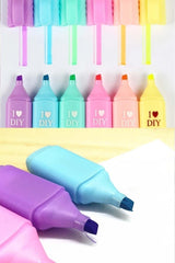 6 Pcs Mini Highlighter with the motto I Love Diy