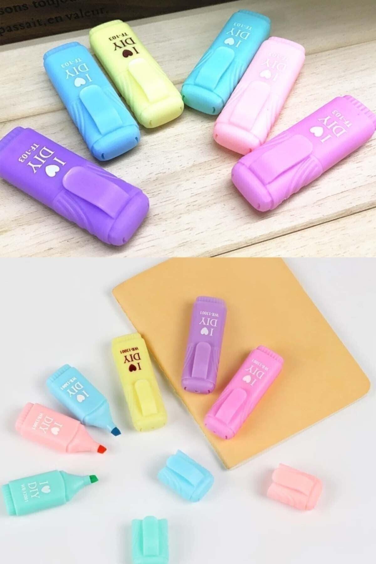 6 Pcs Mini Highlighter with the motto I Love Diy