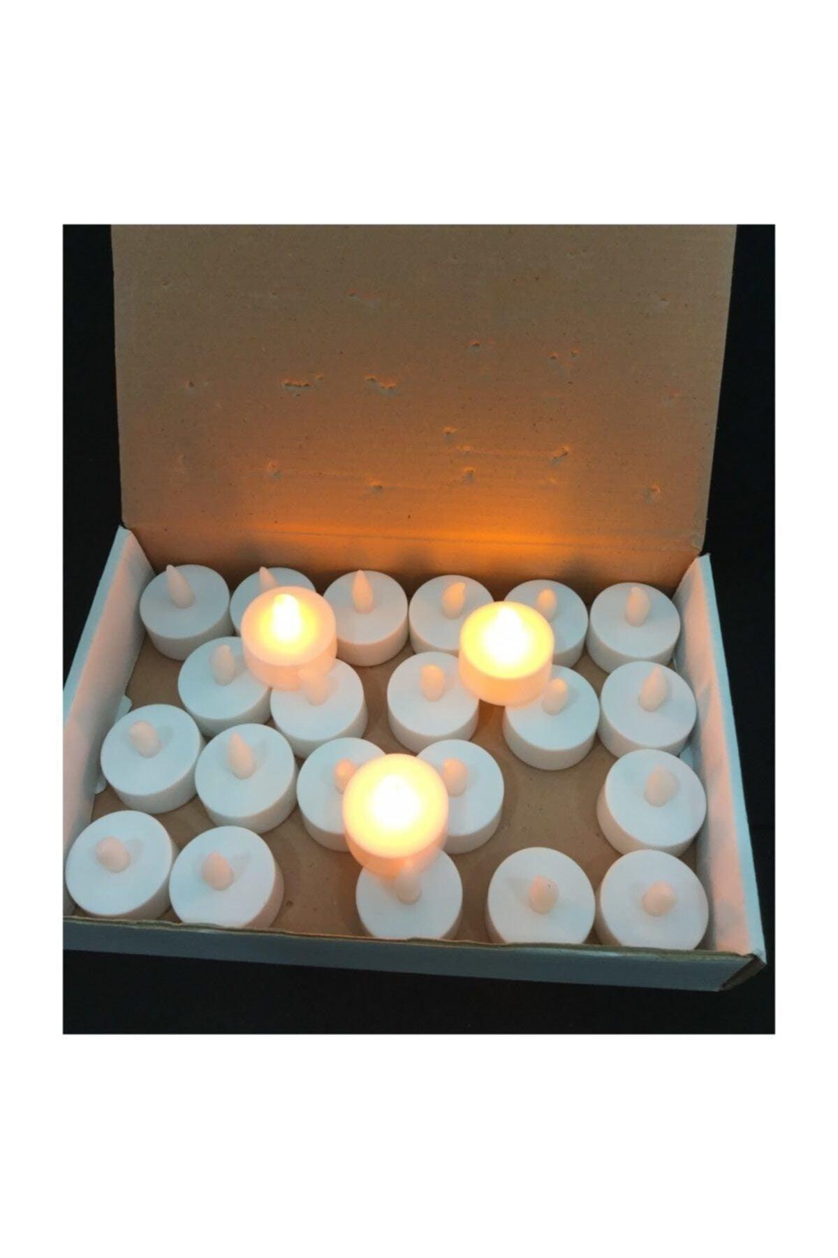 Illuminated Smokeless Led Battery Candle Yellow Light 24
