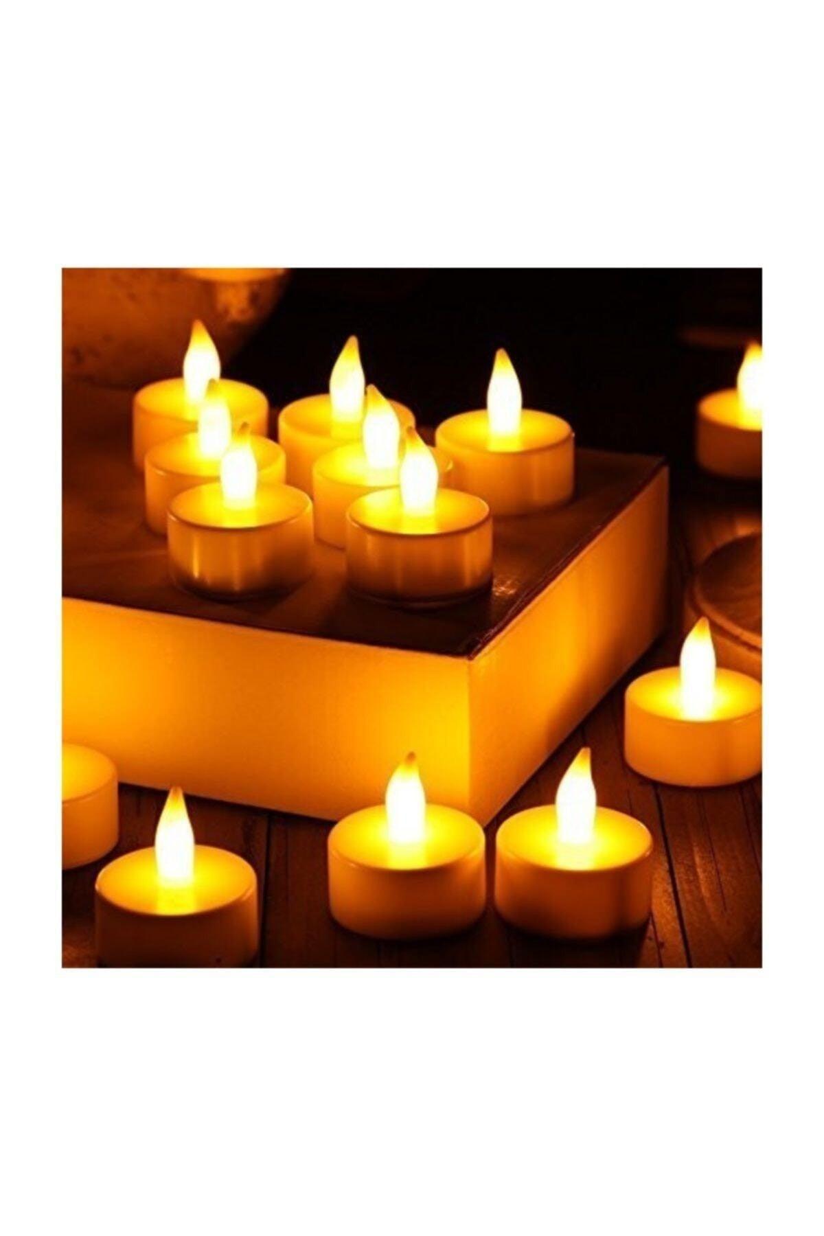 Illuminated Smokeless Led Battery Candle Yellow Light 24