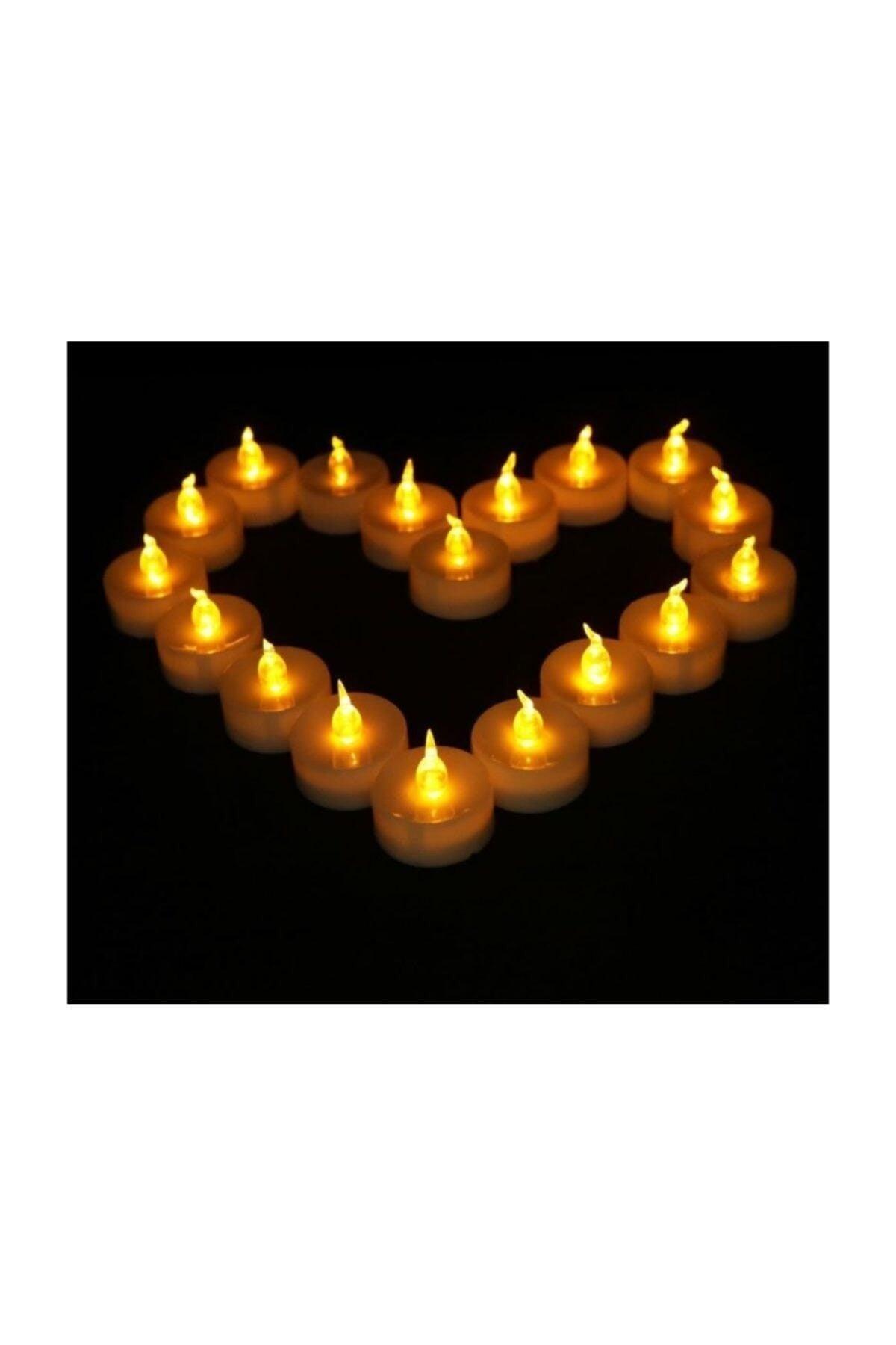 Illuminated Smokeless Led Battery Candle Yellow Light 24