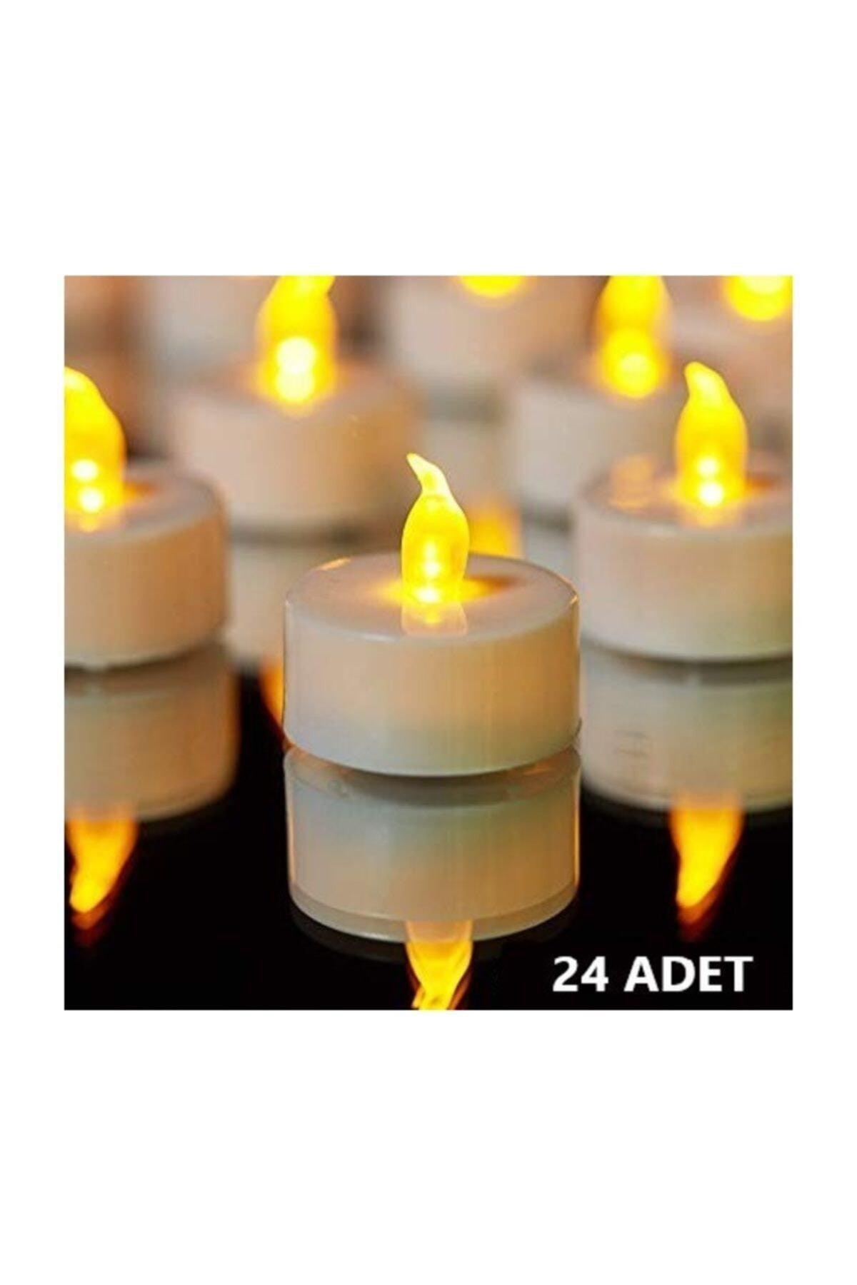 Illuminated Smokeless Led Battery Candle Yellow Light 24