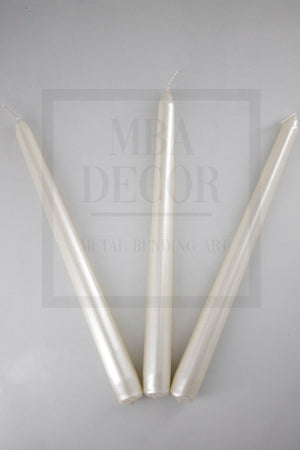 Pearl 3 Pcs Candlestick Bright Candle Metallic Plated Body Long Stick Conical - Swordslife