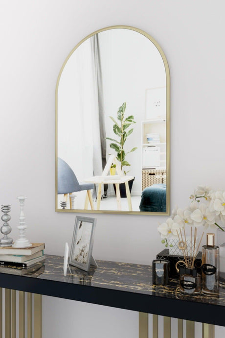 Inci Metal Design Metal 60x90 Gold Console Mirror - Swordslife