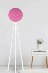 Ip Floor Lamp Wooden 3-Legged Lampshade Pink Headboard White Leg 9917 - Swordslife