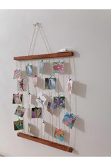 Lighted Photo Hanger with Rope Latch, Led Memorial Wall, Wooden Photo Frame 50x60 Cm - Swordslife