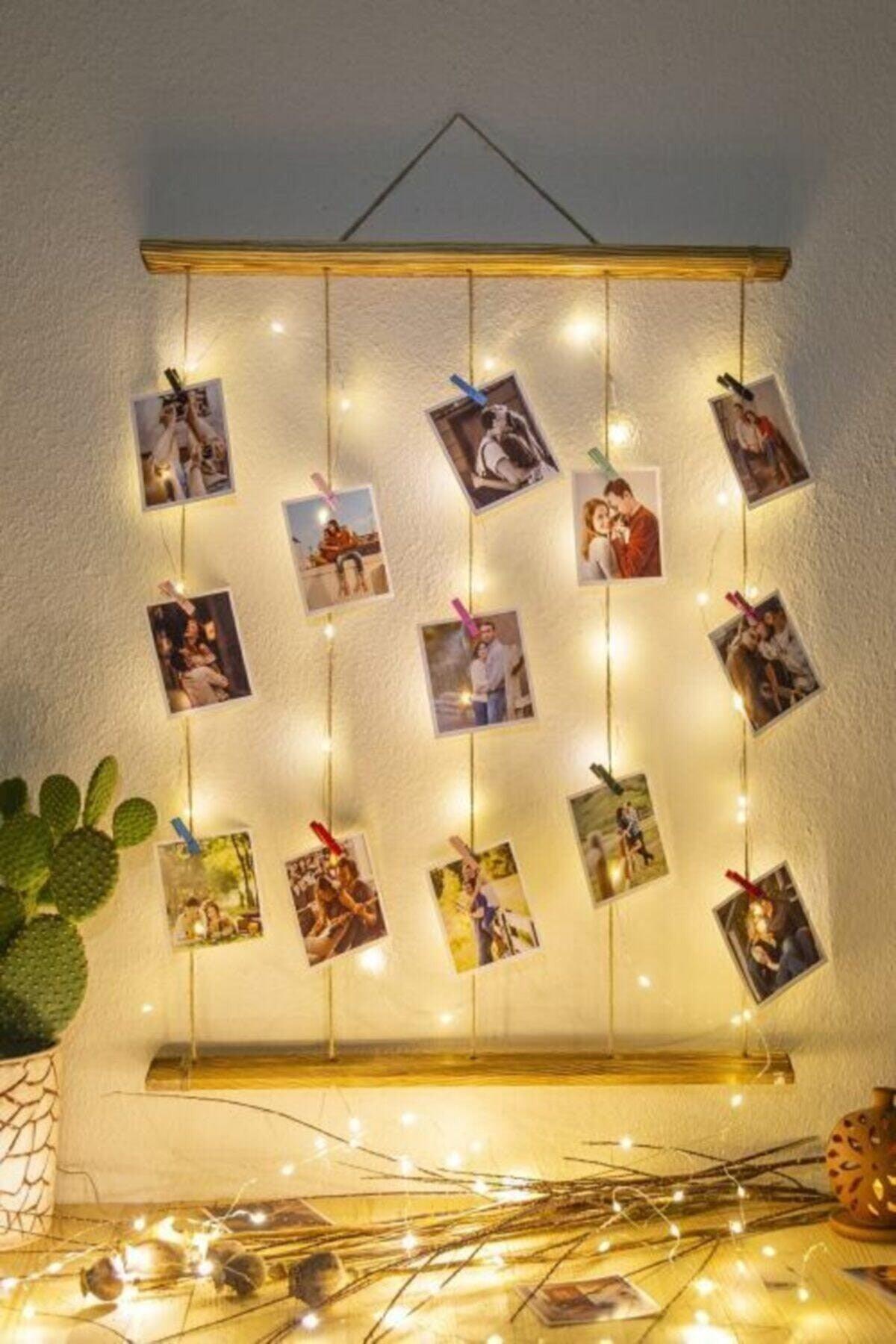 Lighted Photo Hanger with Drawstring Clip, Led Memorial Wall, Wooden Photo Frame - Swordslife