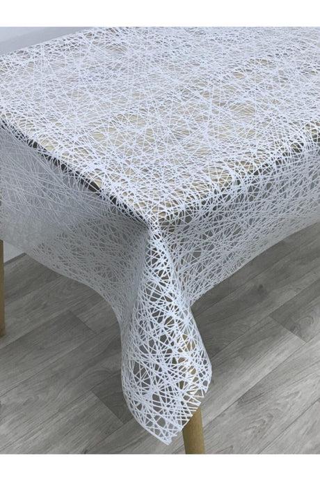 Yarn Pattern Wicker Pvc Transparent Coated Luxury Oilcloth Table Cloth White - Swordslife