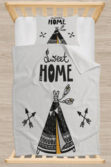 Scandinavian Black Tent Patterned Single Child Pique Set - Swordslife