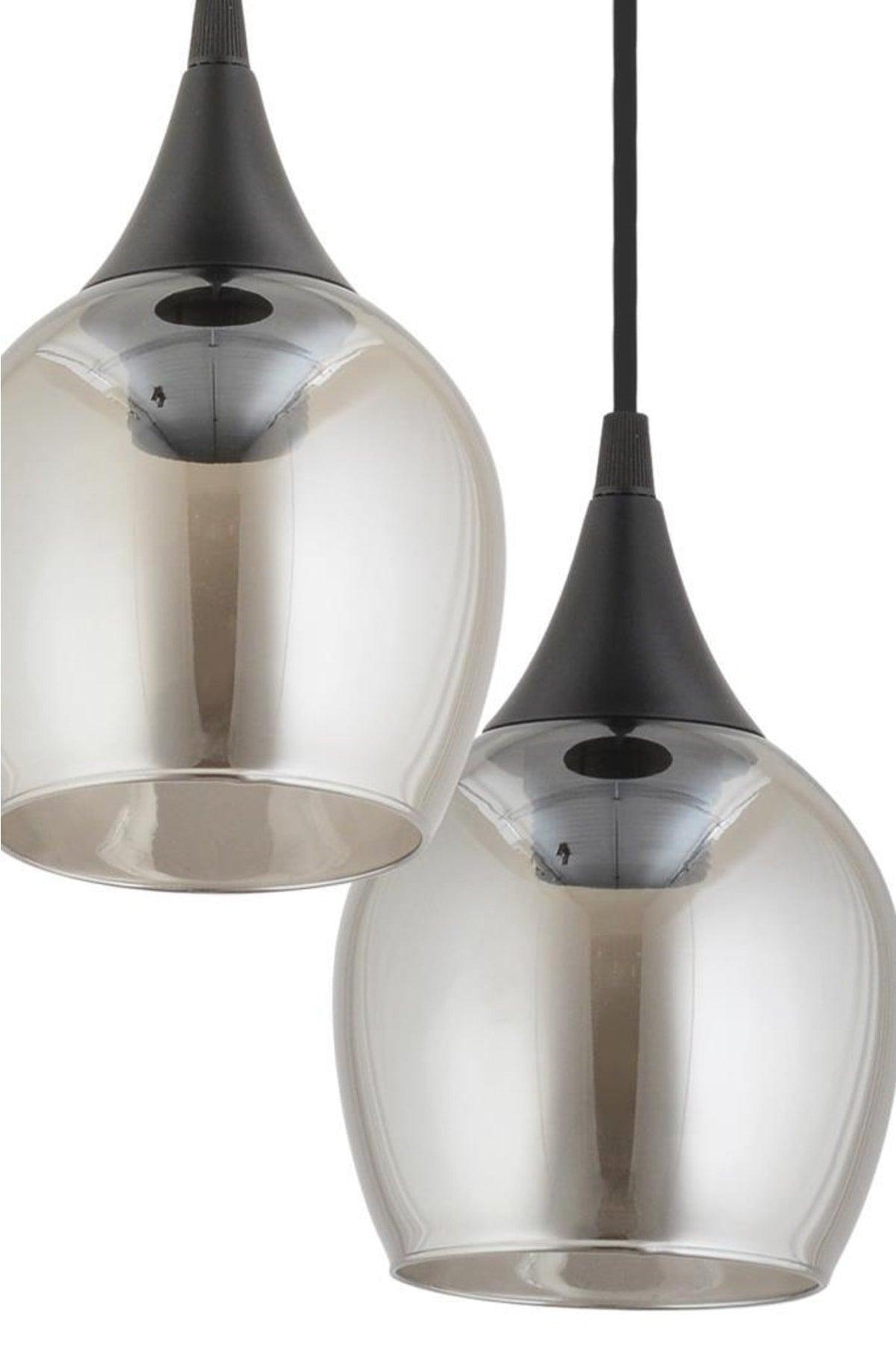 Istanbul Pendant Lamp 2 Piece Black Smoked Opaque Glass Chandelier - Swordslife