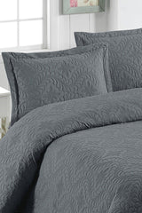 Ivy Anthracite Double Microfiber Quilted Bedspread - Swordslife
