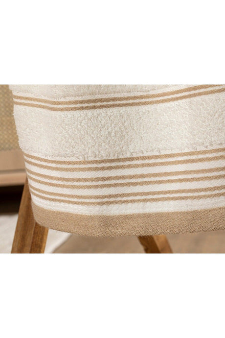 Ivy Cotton Striped Face Towel 50 X 70 Cm White - Beige - Swordslife