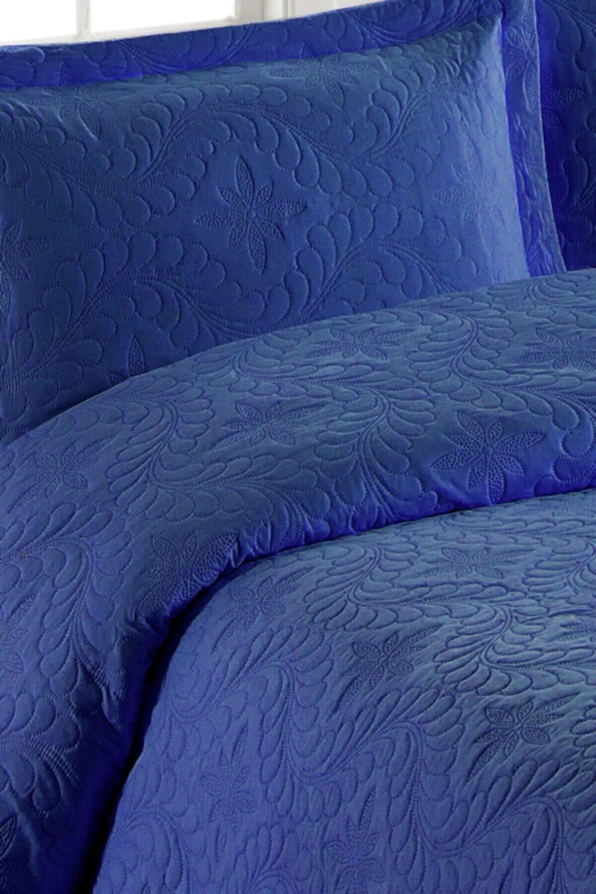 Ivy Navy Blue Double Microfiber Quilted Bedspread - Swordslife