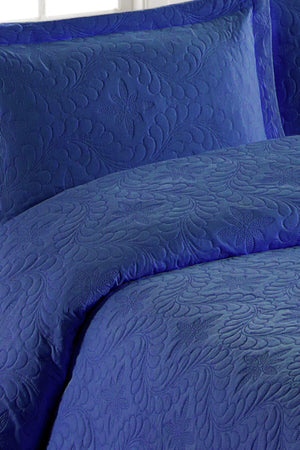 Ivy Navy Blue Double Microfiber Quilted Bedspread - Swordslife