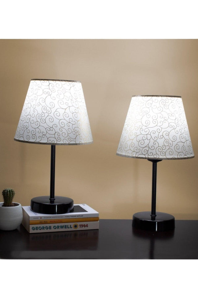 Ivy Modern Double Bedroom Lampshade Black Standing Table Lamp - Swordslife