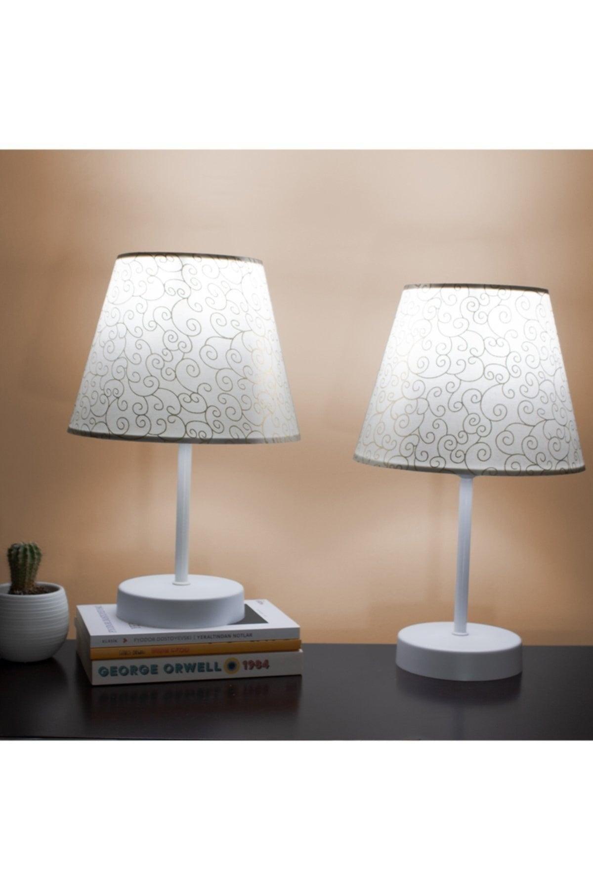 Ivy Modern Double Bedroom Lampshade White Standing Table Lamp - Swordslife