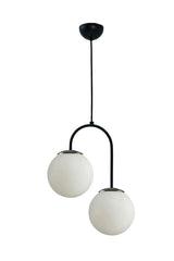 Janin Modern Pendant Black Color Body White Glass Salon - Küche - Schlafzimmer 2 Li Kronleuchter - Swordslife