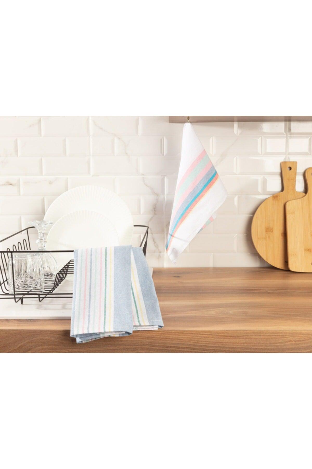 Jeanne 2 Pack Drying Towel - White/blue - 40x60 Cm - Swordslife