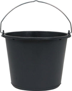 12 L Black Recyclable Polyethylene Bucket with Reinforced Bracket