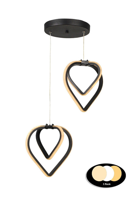 Sevinç 3 Color Led 2nd Chandelier Black - Swordslife