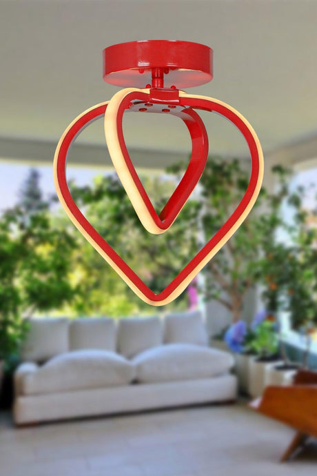 Sevinç 3 Color Led Ceiling Mount Single Chandelier Red - Swordslife