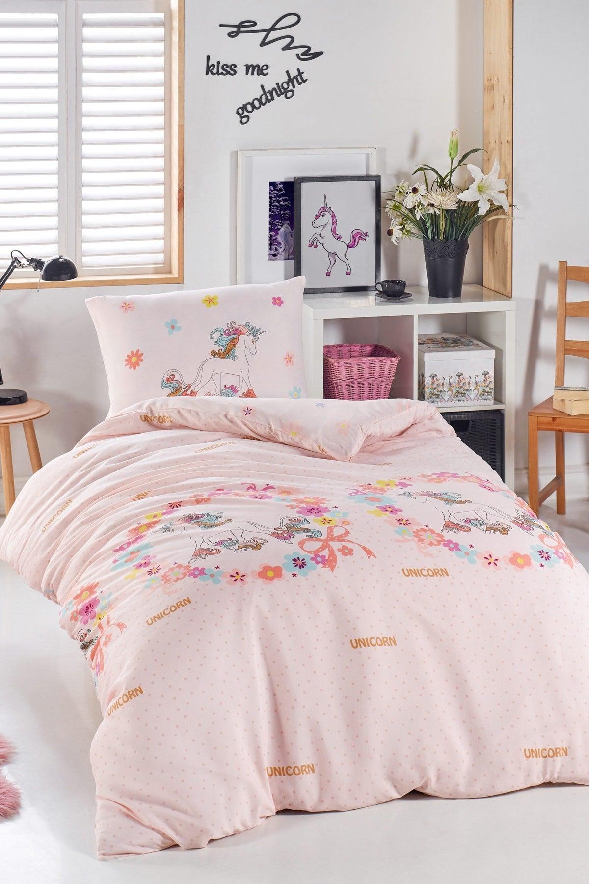 Junior Duvet Cover Set Single Unicorns Pink - Swordslife