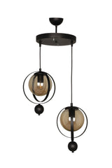 Jupiter 2.li Chandelier Black Honey Glass - Swordslife