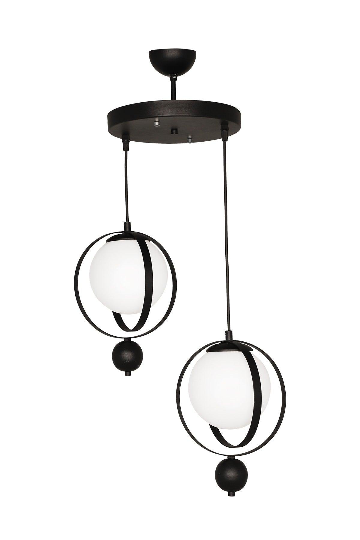 Jupiter 2.li Chandelier Black and White Glass - Swordslife