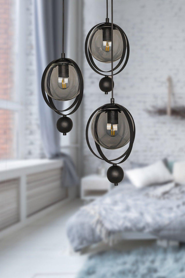 Jupiter 3rd Chandelier Black Smoked Glass - Swordslife