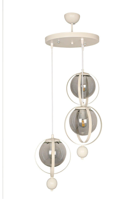 Jupiter 3rd Chandelier White Smoked Glass