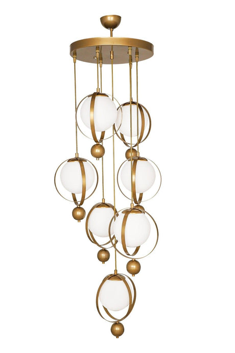 Jupiter 7.li Chandelier Tumbled White Glass - Swordslife