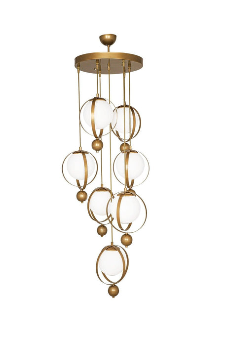 Jupiter 7.li Chandelier Tumbled White Glass - Swordslife