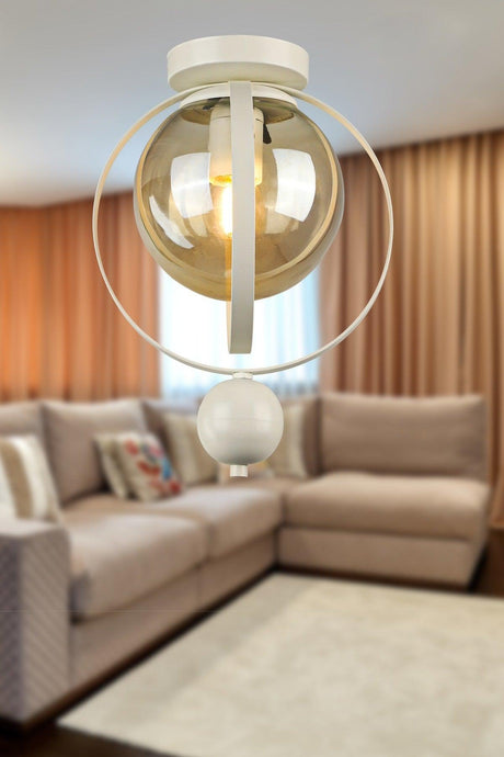 Jupiter Ceiling Mount Single Chandelier White Honey Glass - Swordslife