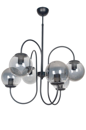 Jupiter Modern Luxury Design Black Color Case Smoked Glass Pendant Lamp 6 Piece Chandelier - Swordslife