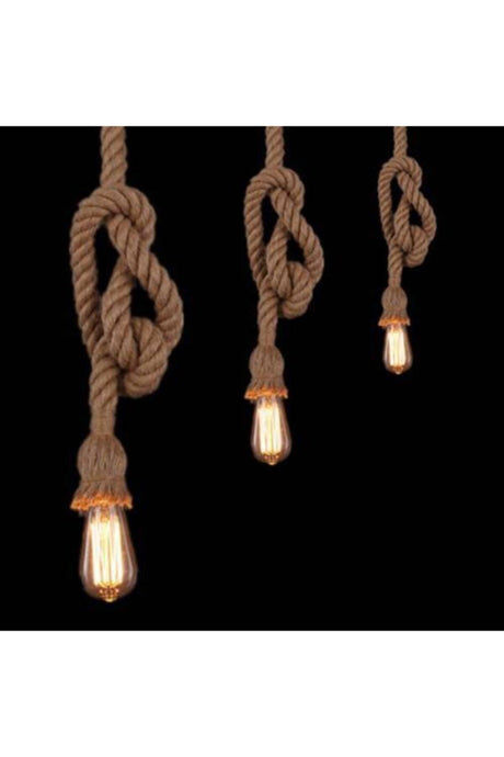 Jute Rope Pendant Lamp Chandelier 24 Mm 120cm Cable Lampholder Suspended Product Exactly The Picture - Swordslife