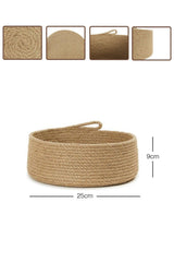 Jute Wicker Basket, Decorative Basket, Bathroom And Kitchen Organizer 100% Natural Bathroom And Home Decor 25x9 Cm - Swordslife