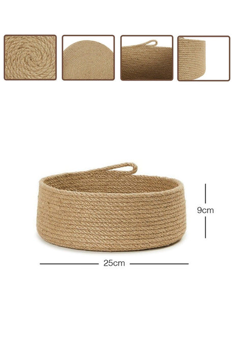 Jute Wicker Basket, Decorative Basket, Bathroom And Kitchen Organizer 100% Natural Bathroom And Home Decor 25x9 Cm - Swordslife