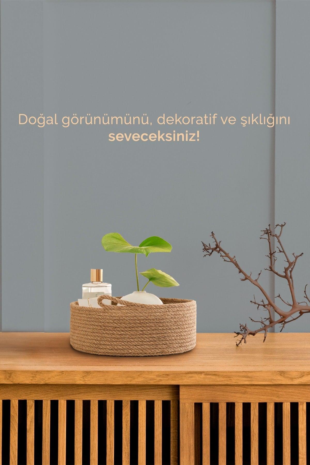 Jute Wicker Basket, Decorative Basket, Bathroom And Kitchen Organizer 100% Natural Bathroom And Home Decor 25x9 Cm - Swordslife