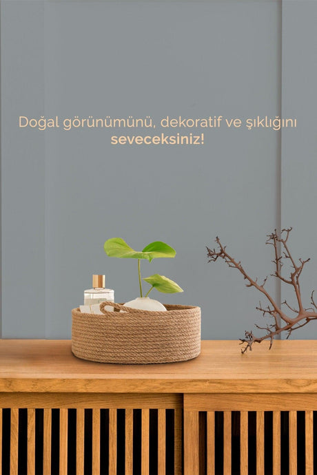 Jute Wicker Basket, Decorative Basket, Bathroom And Kitchen Organizer 100% Natural Bathroom And Home Decor 25x9 Cm - Swordslife