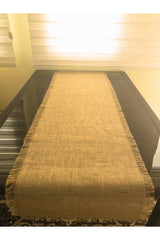 Jute Straw Fabric Jute Runner Width: 45 Cm Length: 300 Cm 4 Side Fringe - Fringed Runner - Swordslife