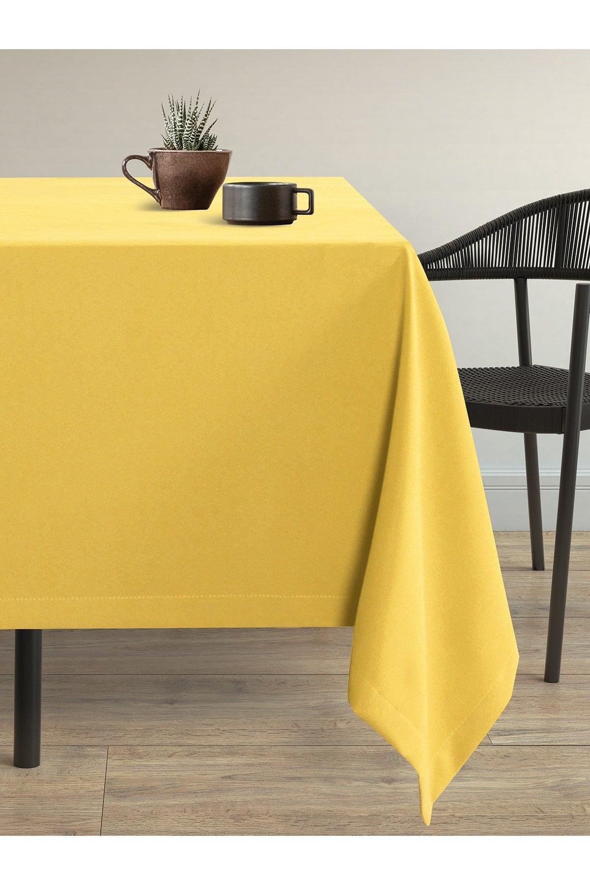 Velvet Textured Persian Tulip Yellow Table Cloth - Swordslife