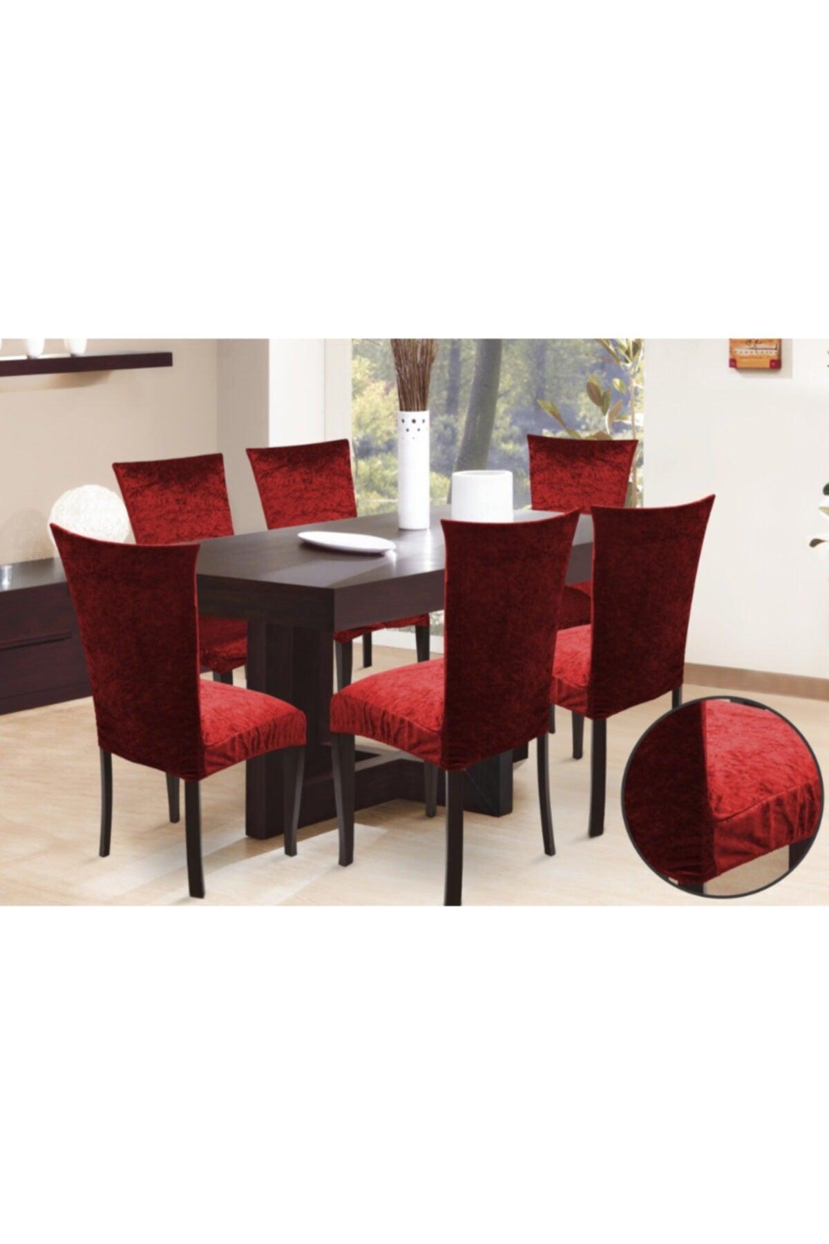 Velvet Chair Cover Cover -Red 6 Pieces - Swordslife