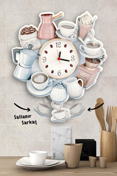 Coffee Sea Swinging Pendulum Kitchen Wall Clock - Swordslife