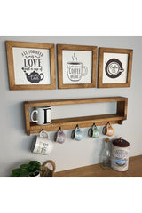 Coffee Corner Shelf and Cup Hanger Wooden Table Set - Swordslife