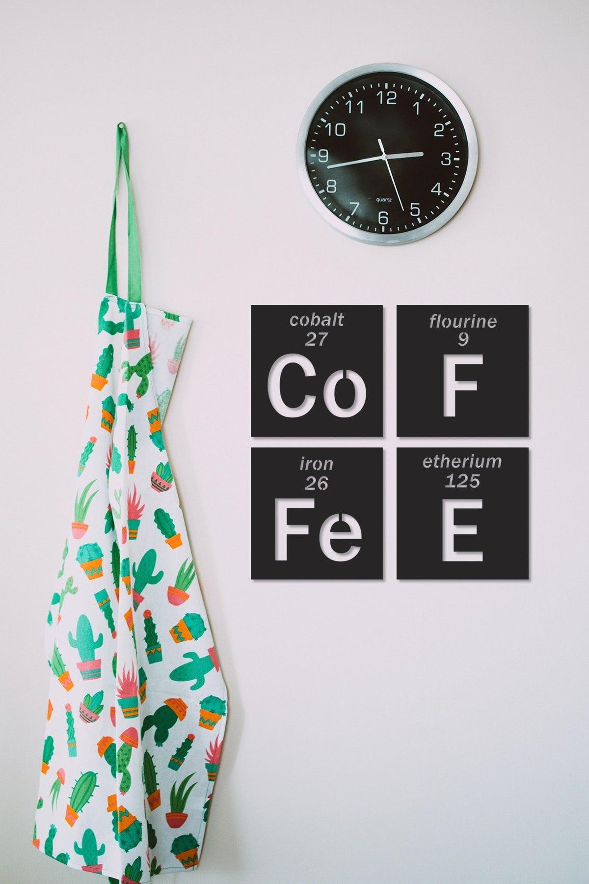 Coffee Periodic Table Kitchen Wall Decoration 4 Pcs Decorative Accessories - Swordslife