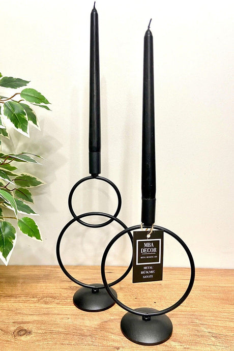 Snowman Black Candlestick Candle Holder Decorative Candle Holder Metal Stainless Filled Iron 28 Cm 2 Li Home Decoration - Swordslife