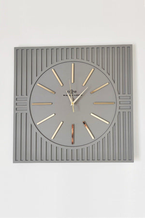 Square Line Pattern Decorative Anthracite&gold Wall Clock 50x50cm - Swordslife